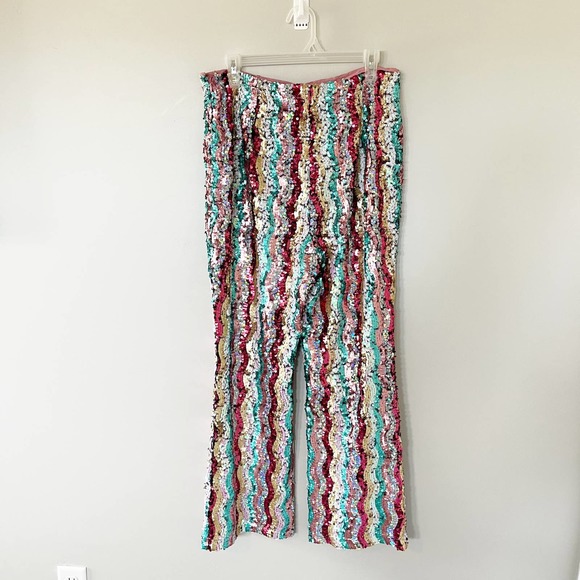 Free People Pants - Free people disco flare pants in rainbow sequin wide leg women’s size 12